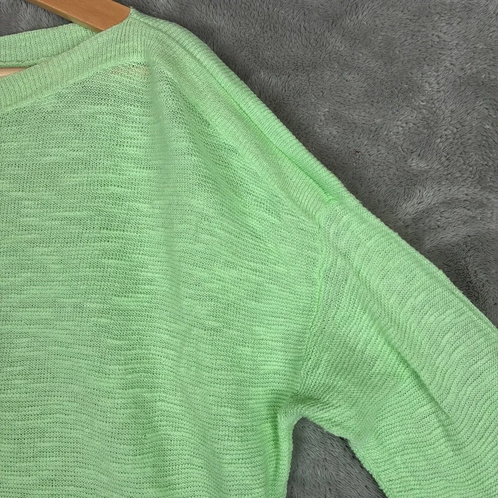 Eileen Fisher Sweater M Spring Green Organic Linen Cotton Pullover Tunic Knit - Picture 4 of 11